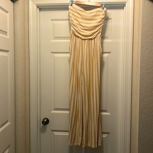 Floor length Gold qnd White Strapless Jumpsuit